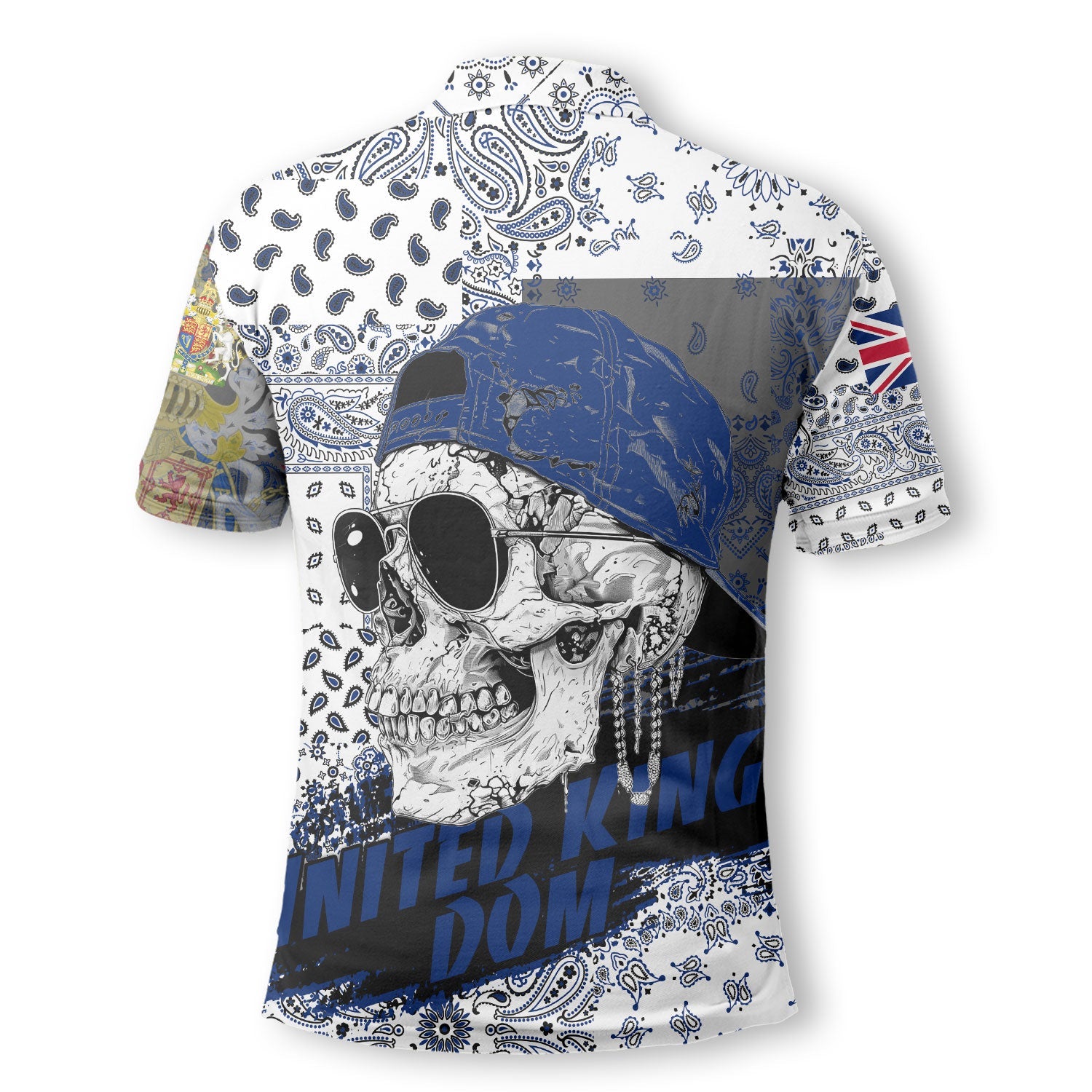 United Kingdom Polo Shirt Paisley Flag And Skull Style 3