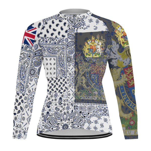 United Kingdom Raglan Men Cycling Jersey Long Sleeve Paisley Flag And Skull Style 1