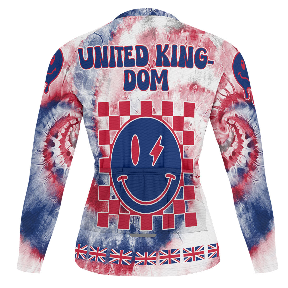 United Kingdom Raglan Men Cycling Jersey Long Sleeve Custom Tie Dye Style 1