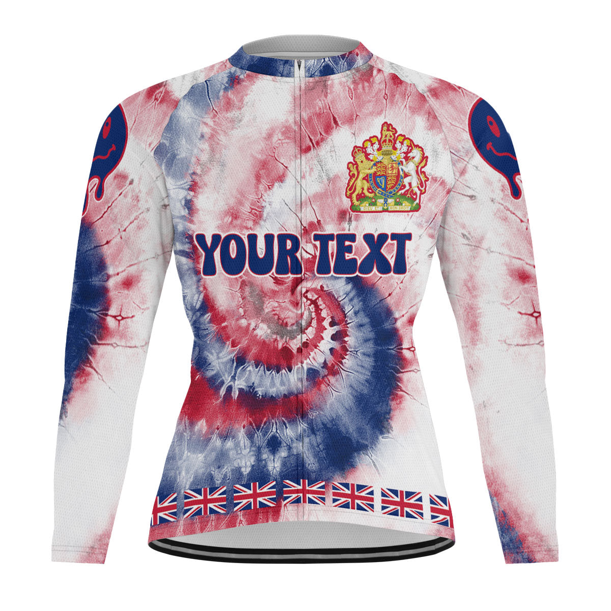 United Kingdom Raglan Men Cycling Jersey Long Sleeve Custom Tie Dye Style 2