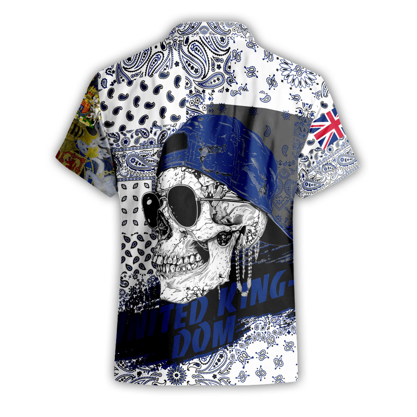 United Kingdom Short Sleeve Shirt Paisley Flag And Skull Style 2