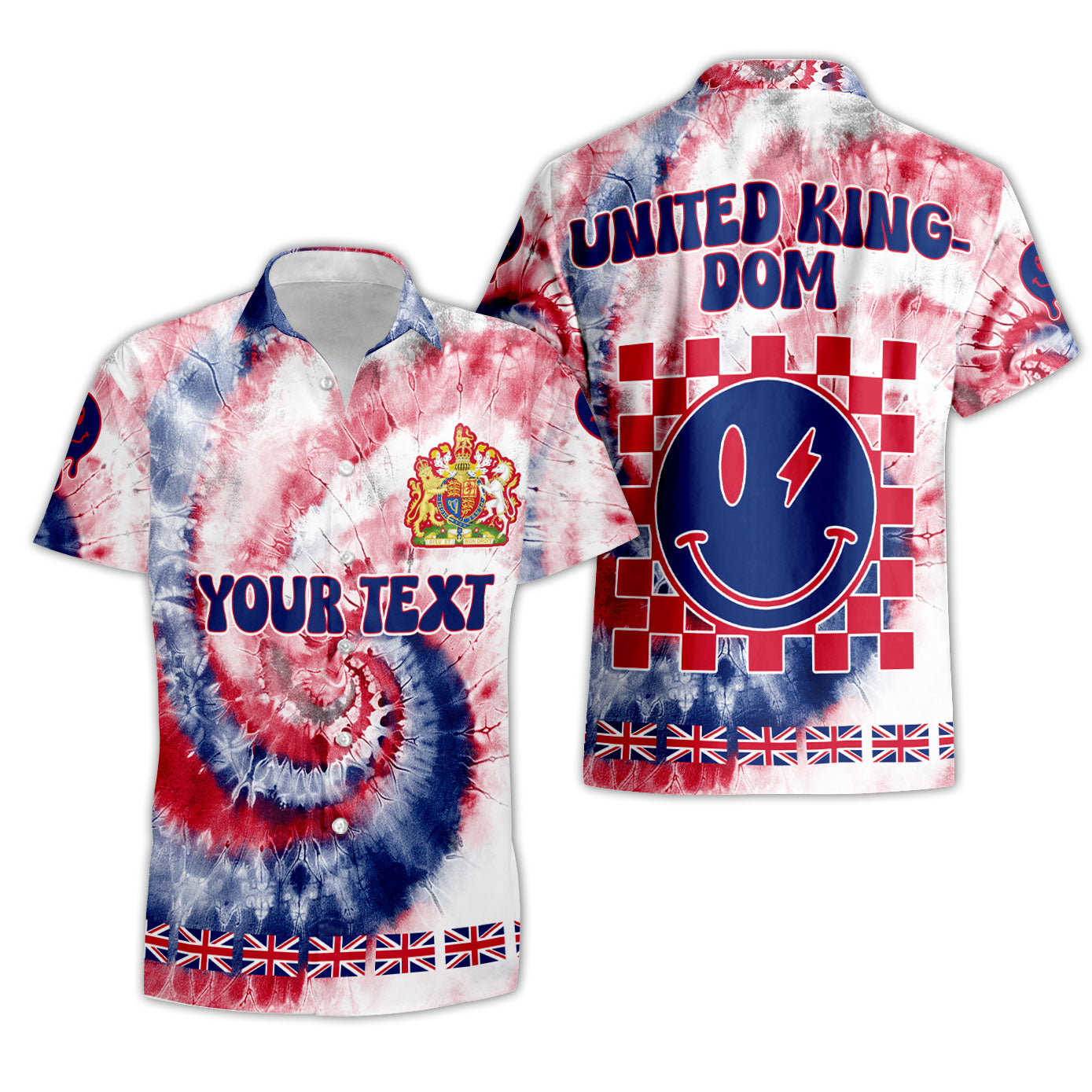 United Kingdom Short Sleeve Shirt Custom Tie Dye Style 3