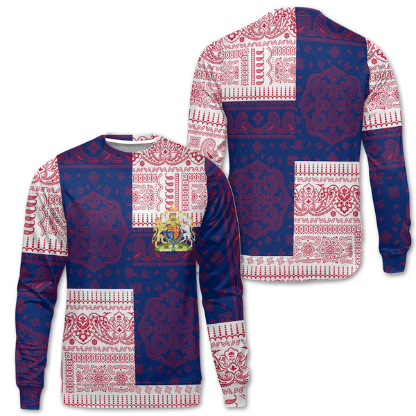 United Kingdom Sweatshirt Flag And Paisley Basic Style 1