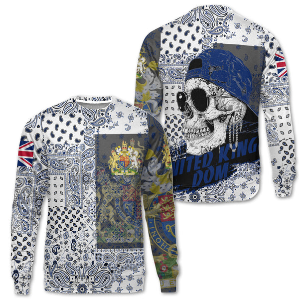 United Kingdom Sweatshirt Paisley Flag And Skull Style 1