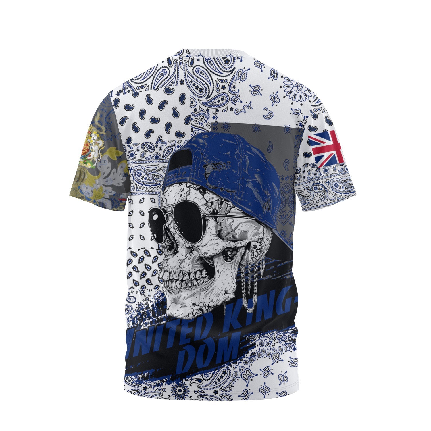 United Kingdom T Shirt Paisley Flag And Skull Style 2