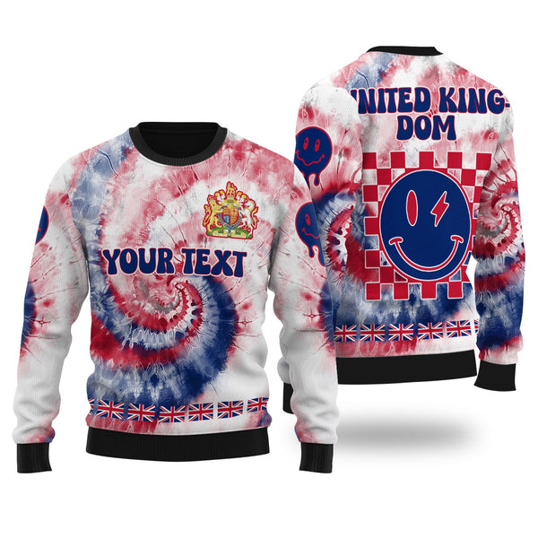 United Kingdom Ugly Sweater Custom Tie Dye Style 1