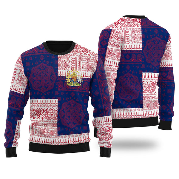 United Kingdom Ugly Sweater Flag And Paisley Basic Style 1