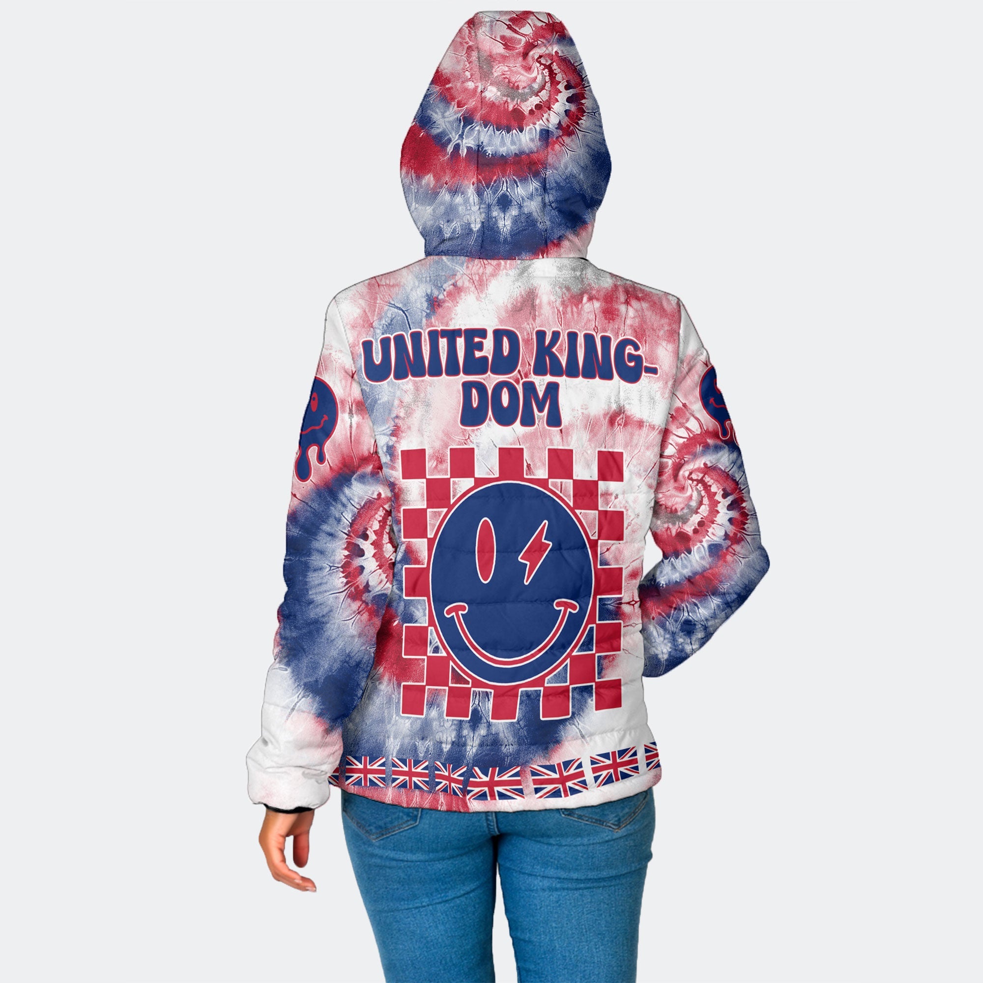 United Kingdom Women Hooded Padded Jacket Custom Tie Dye Style 2