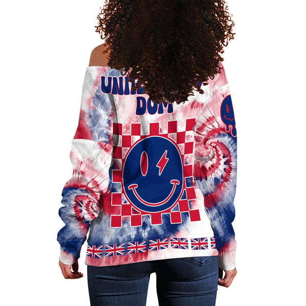 United Kingdom Women Off Shoulder Sweatshirt Custom Tie Dye Style 1