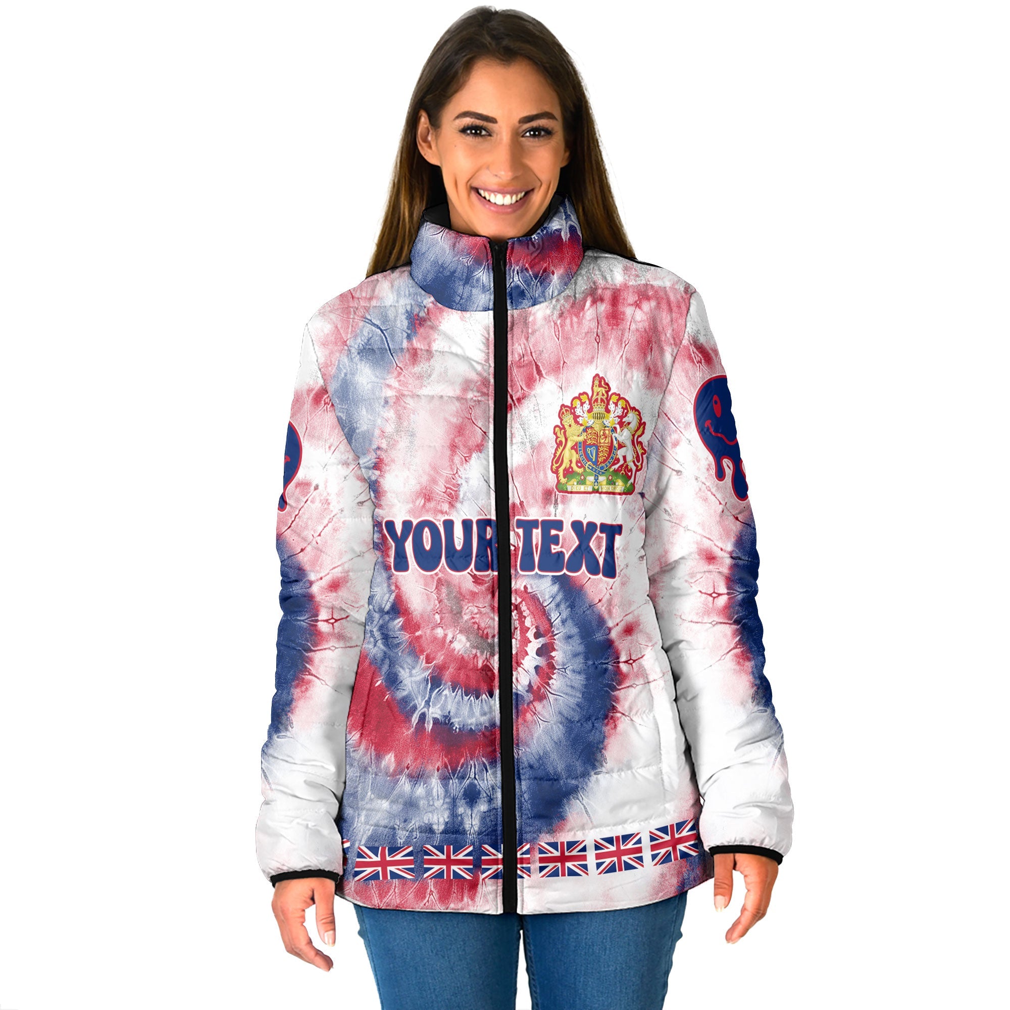 United Kingdom Women Padded Jacket Custom Tie Dye Style 1