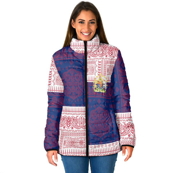 United Kingdom Women Padded Jacket Flag And Paisley Basic Style 1