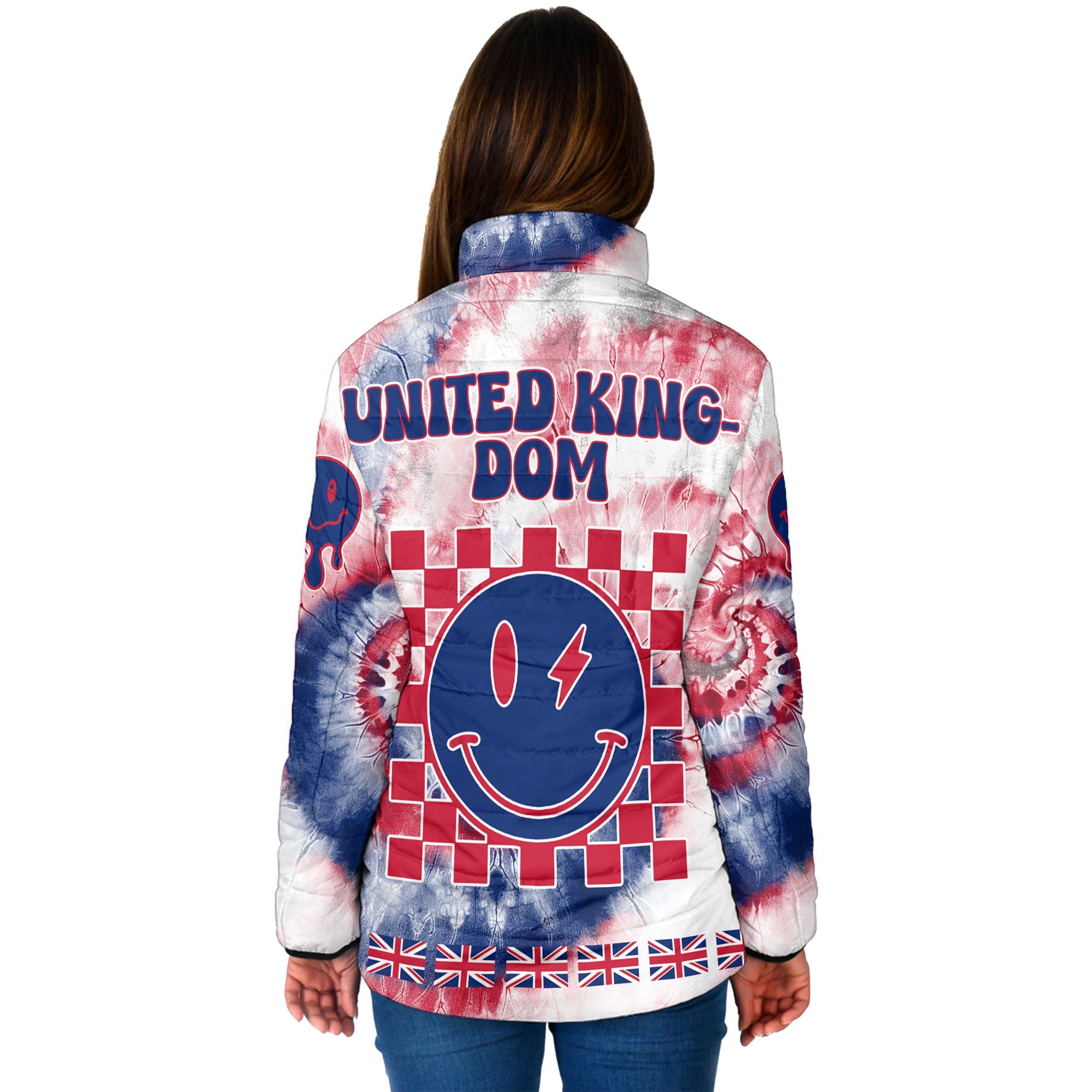 United Kingdom Women Padded Jacket Custom Tie Dye Style 2