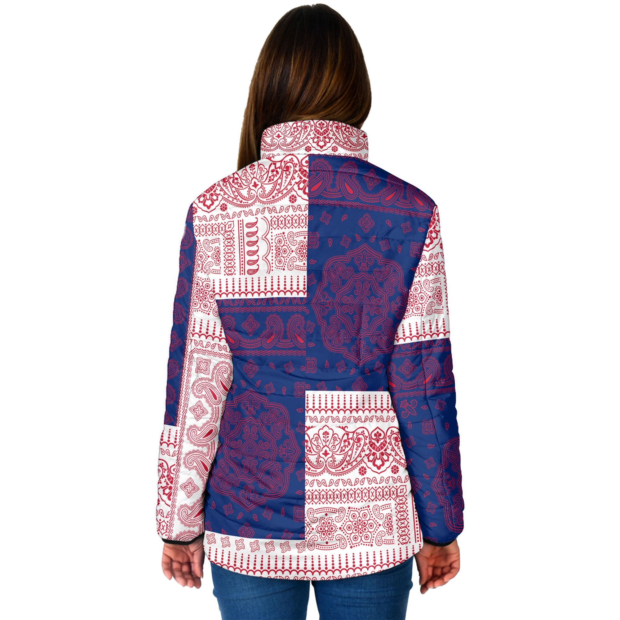 United Kingdom Women Padded Jacket Flag And Paisley Basic Style 2