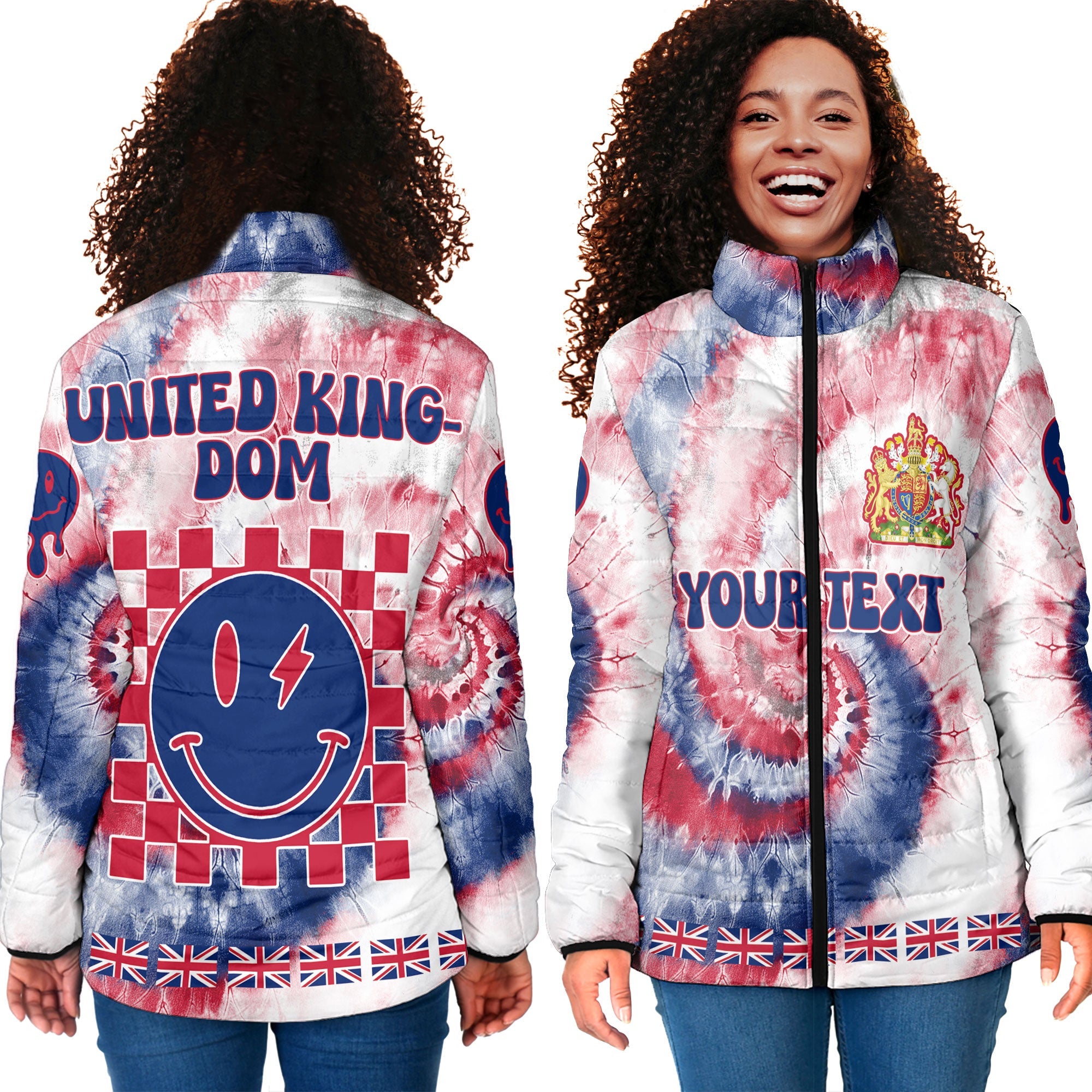 United Kingdom Women Padded Jacket Custom Tie Dye Style 4