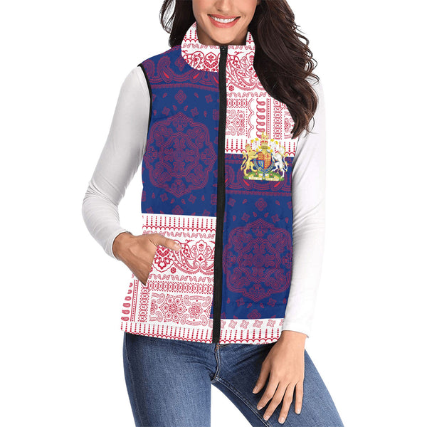 United Kingdom Women Padded Jacket Vest Flag And Paisley Basic Style 1