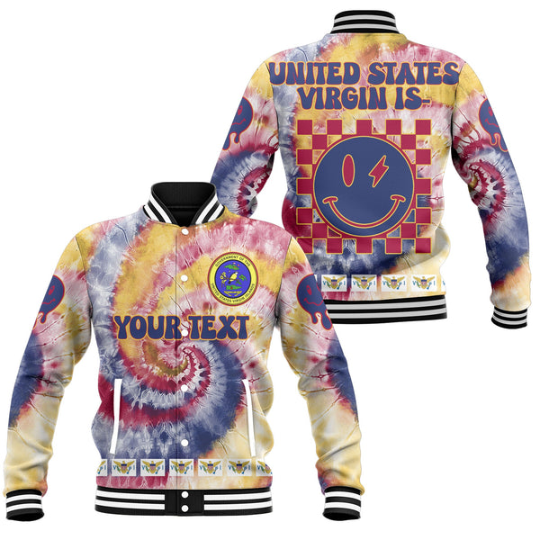 United States Virgin Islands Baseball Jacket Custom Tie Dye Style 1