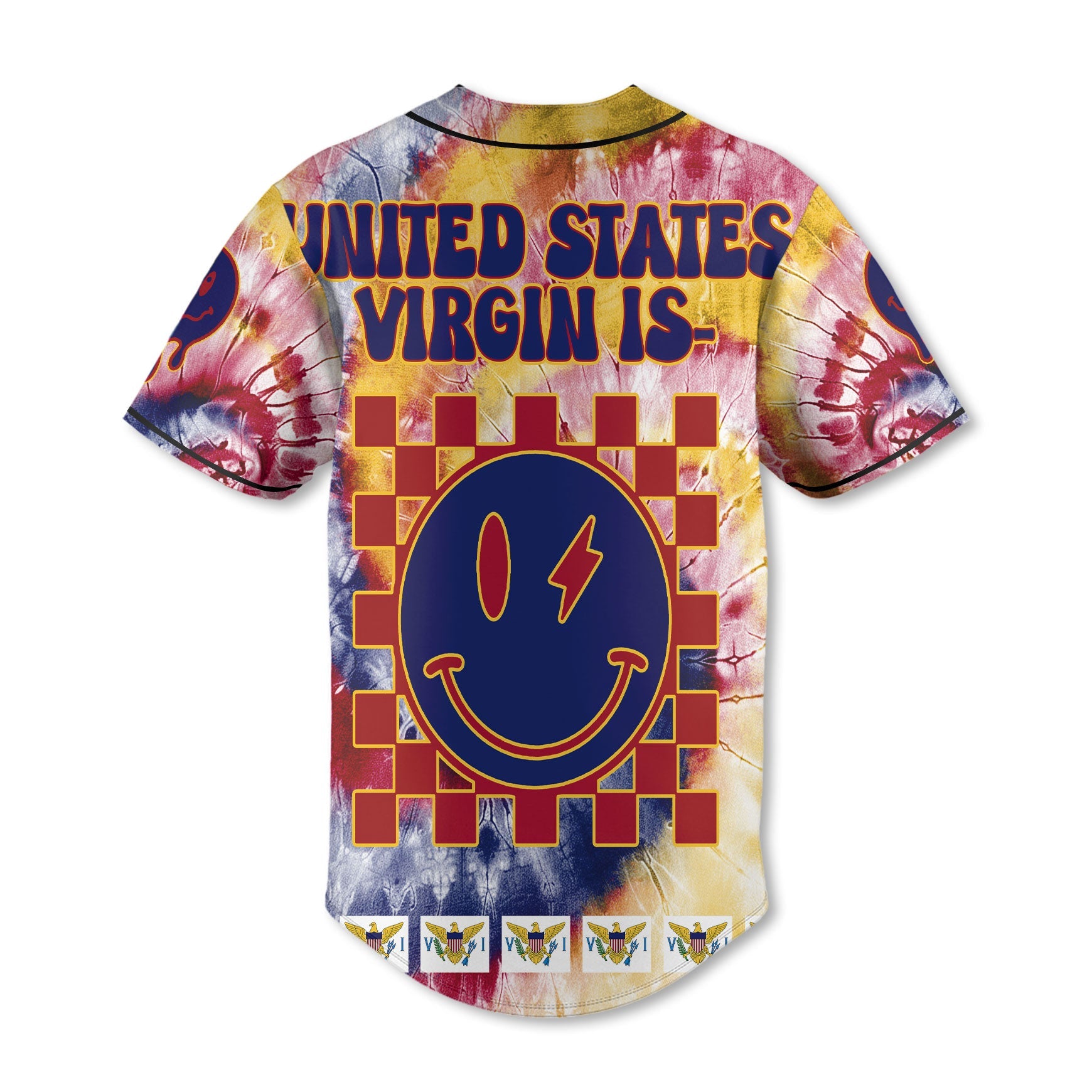 United States Virgin Islands Baseball Jersey Custom Tie Dye Style 3