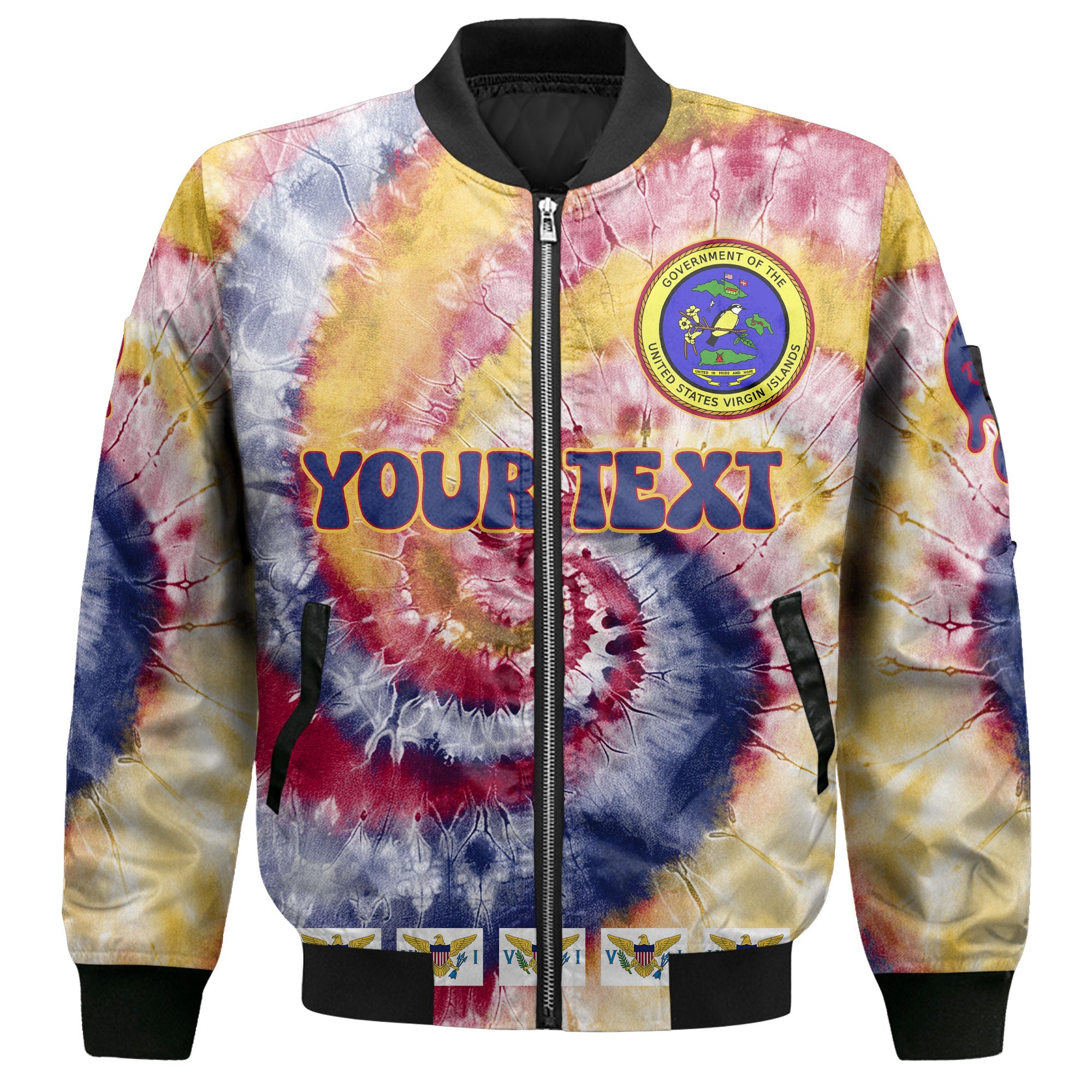 United States Virgin Islands Bomber Jacket Custom Tie Dye Style 2