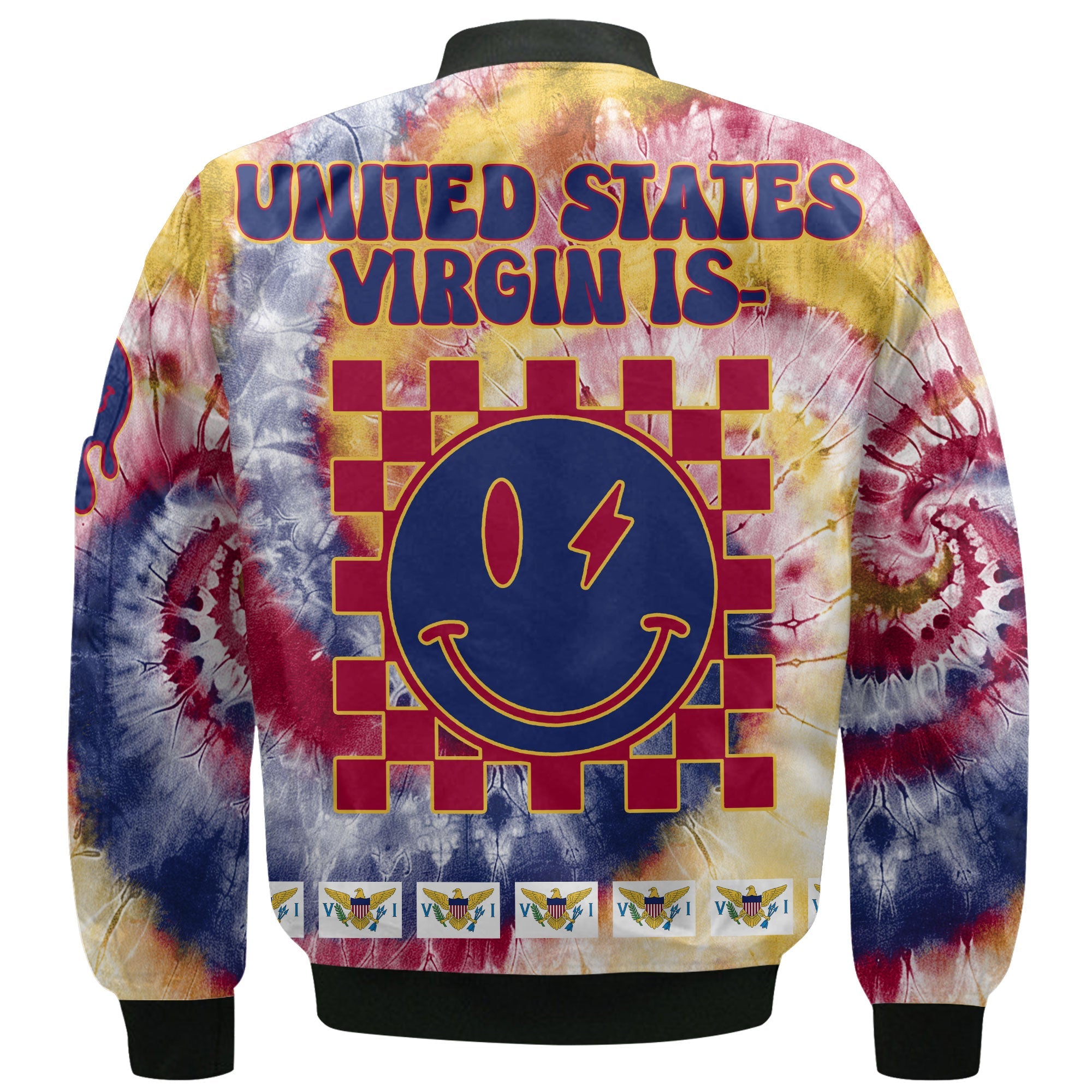 United States Virgin Islands Bomber Jacket Custom Tie Dye Style 3