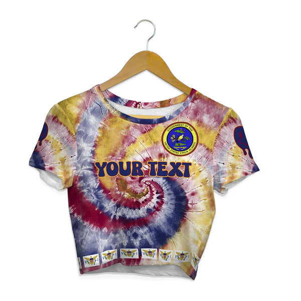 United States Virgin Islands Croptop T Shirt Custom Tie Dye Style 1