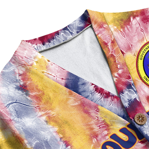 United States Virgin Islands Fleece Cardigan Custom Tie Dye Style 1