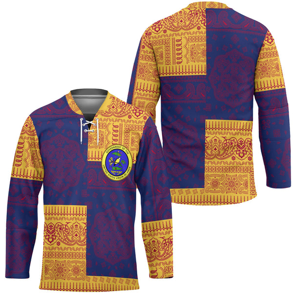 United States Virgin Islands Hockey Jersey Flag And Paisley Basic Style 1