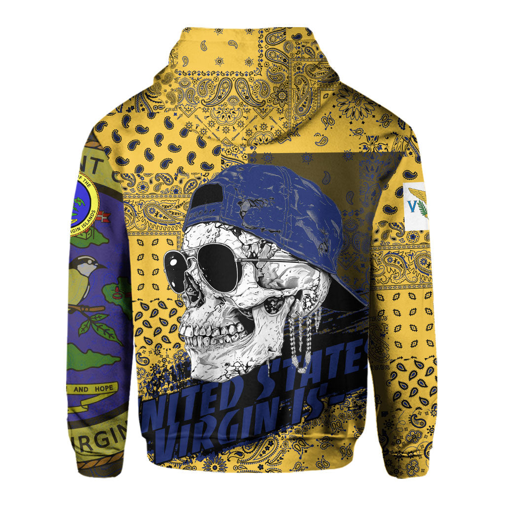 United States Virgin Islands Hoodie Paisley Flag And Skull Style 3