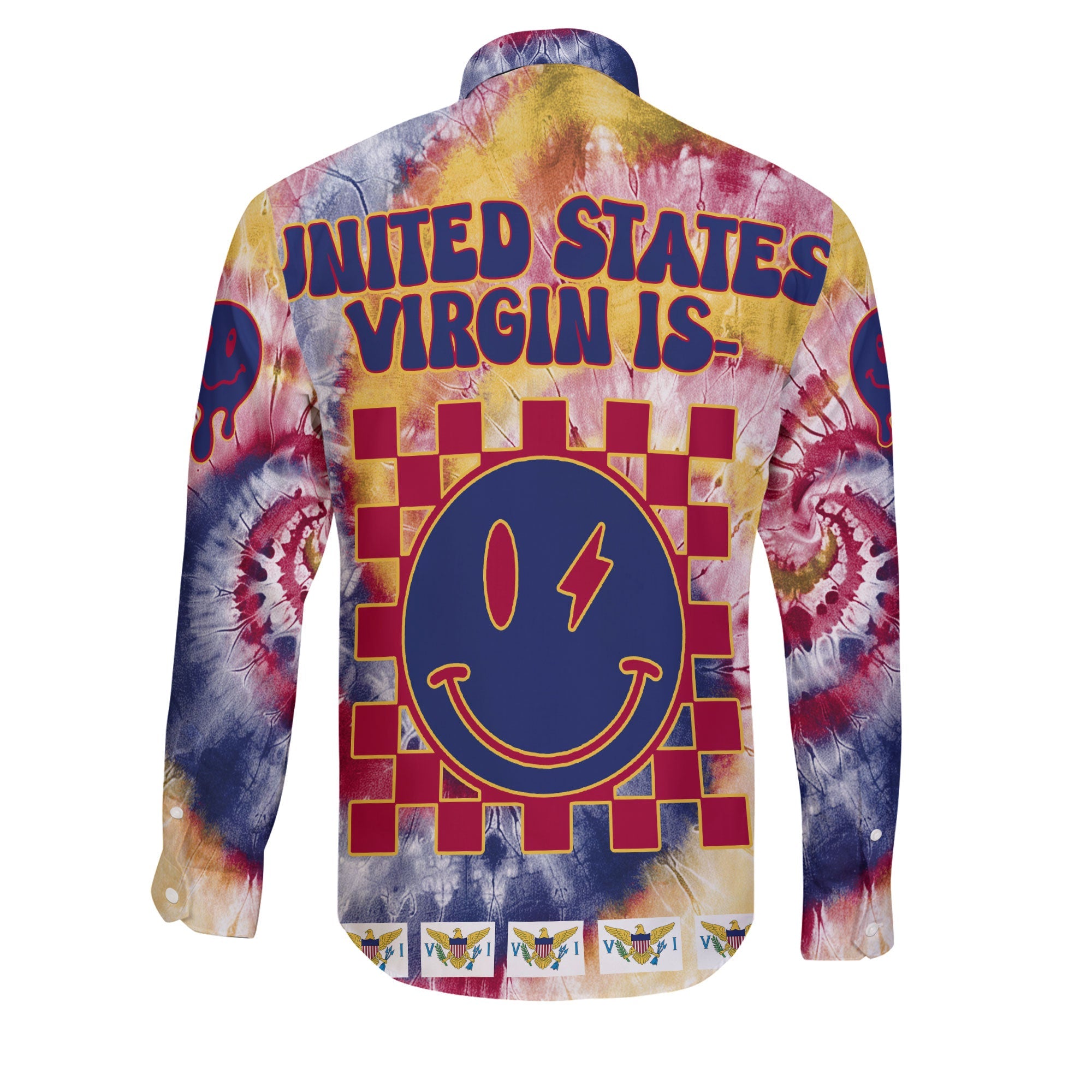 United States Virgin Islands Long Sleeve Button Shirt Custom Tie Dye Style 2