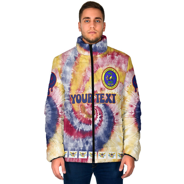 United States Virgin Islands Men Padded Jacket Custom Tie Dye Style 1