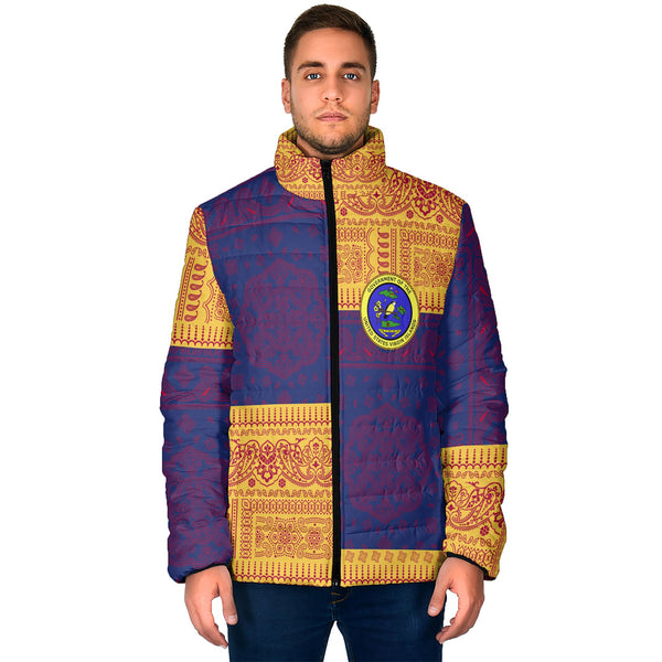 United States Virgin Islands Men Padded Jacket Flag And Paisley Basic Style 1