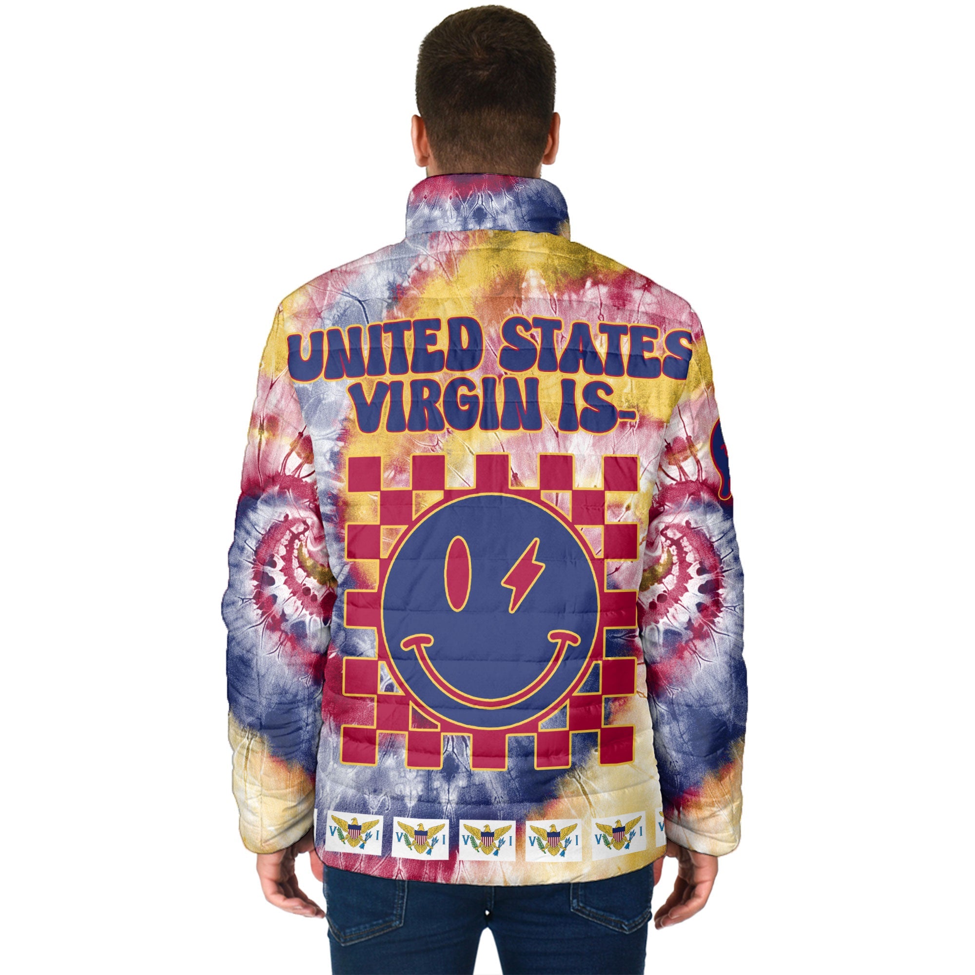 United States Virgin Islands Men Padded Jacket Custom Tie Dye Style 2