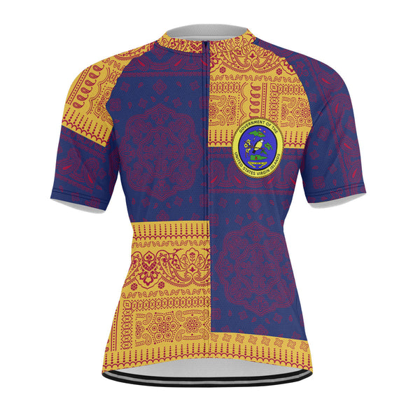 United States Virgin Islands Men Cycling Jersey Flag And Paisley Basic Style 1