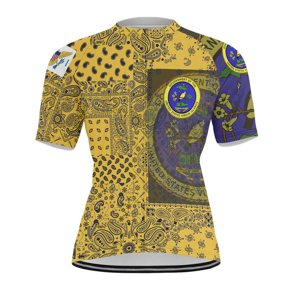 United States Virgin Islands Men Cycling Jersey Paisley Flag And Skull Style 1