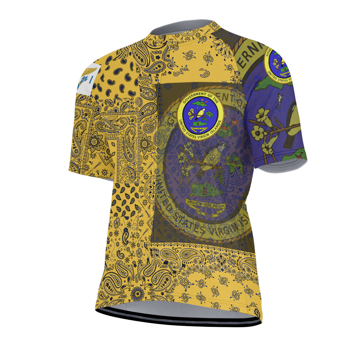 United States Virgin Islands Men Cycling Jersey Paisley Flag And Skull Style 2