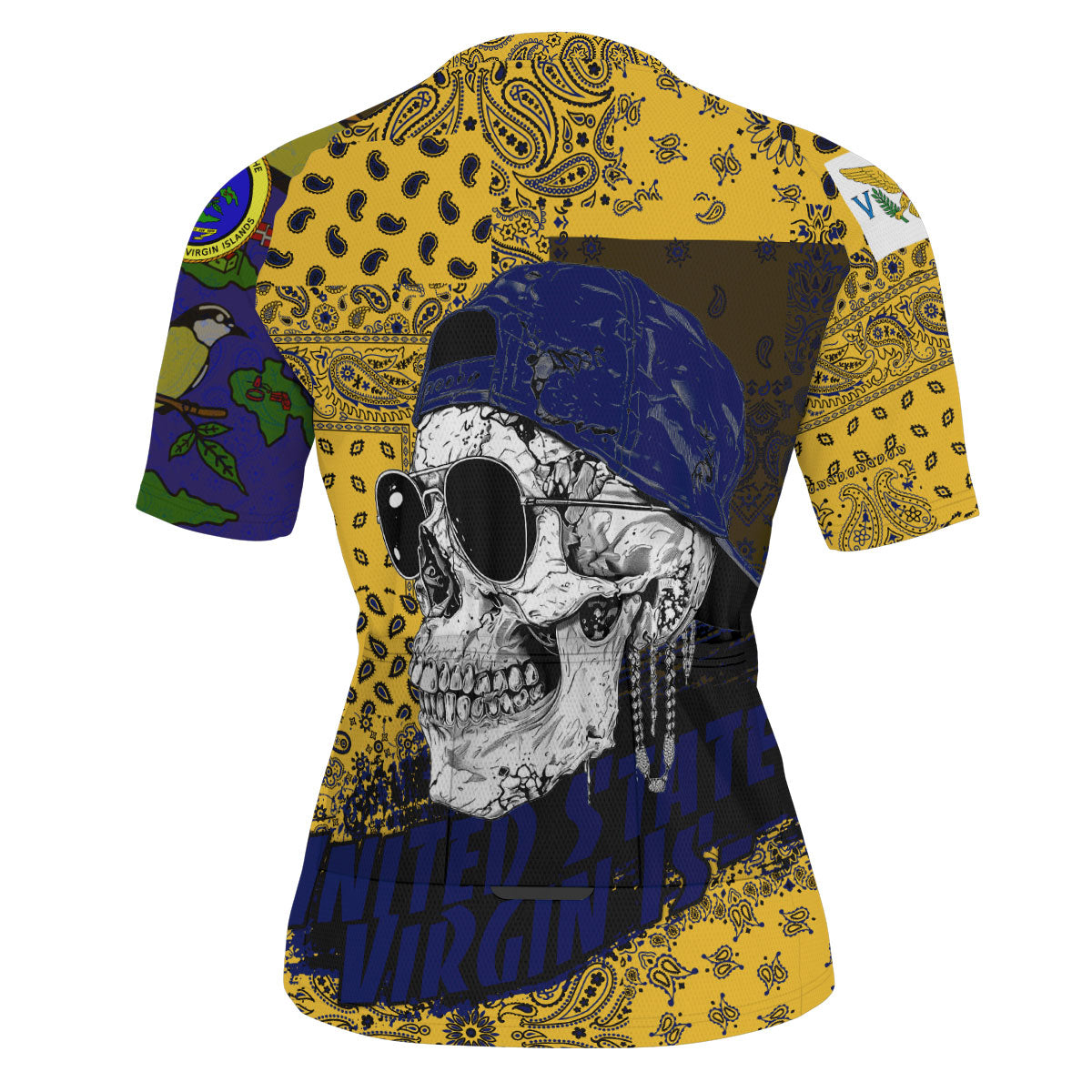 United States Virgin Islands Men Cycling Jersey Paisley Flag And Skull Style 3