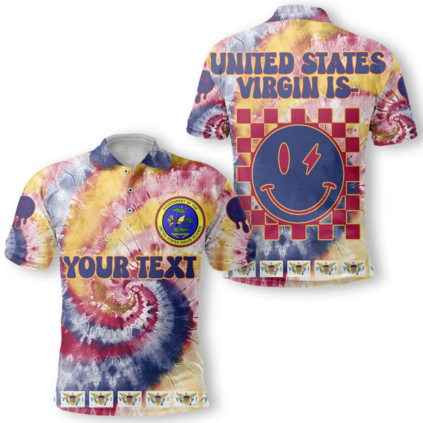 United States Virgin Islands Polo Shirt Custom Tie Dye Style 1