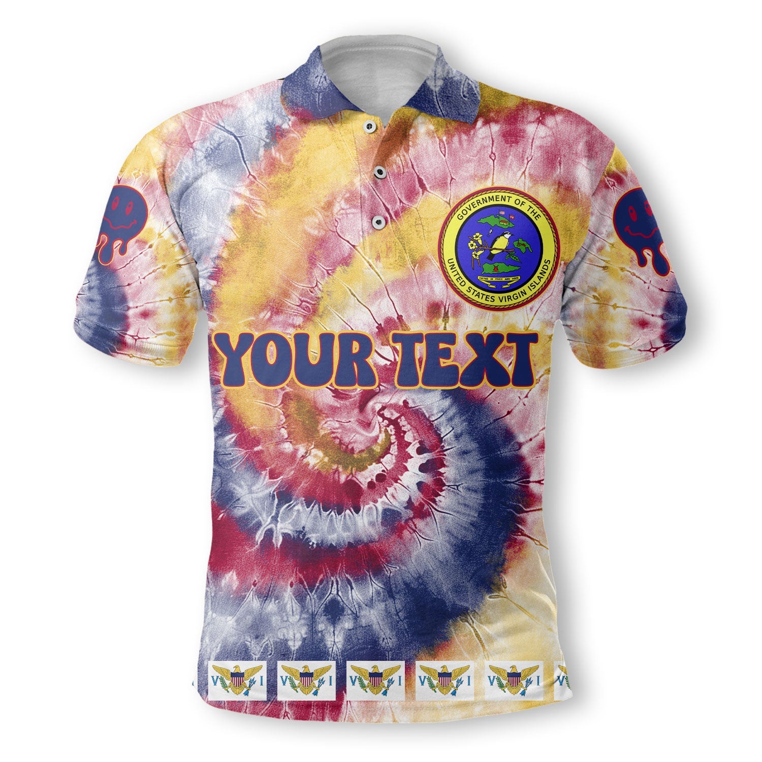 United States Virgin Islands Polo Shirt Custom Tie Dye Style 2