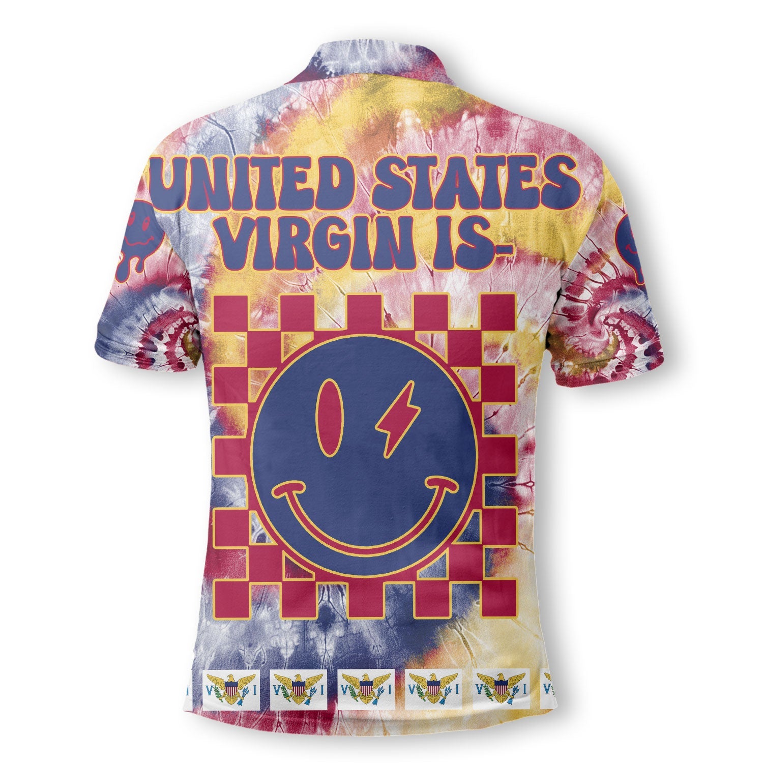 United States Virgin Islands Polo Shirt Custom Tie Dye Style 3