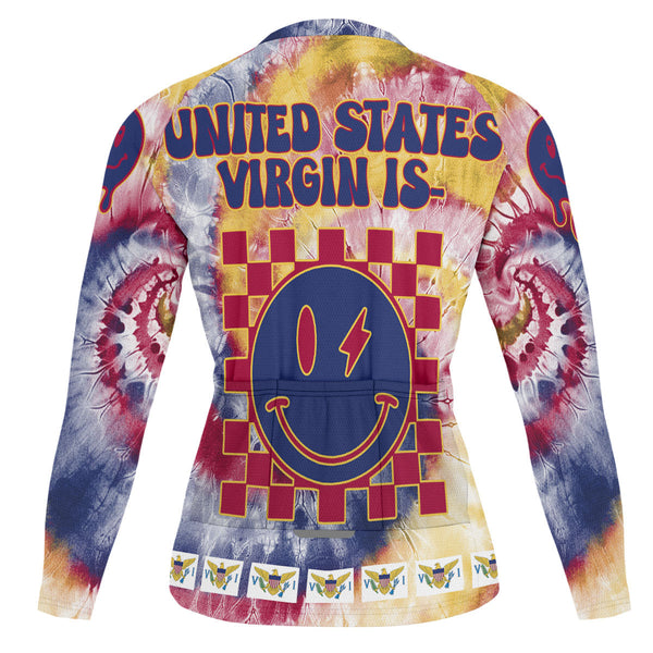 United States Virgin Islands Raglan Men Cycling Jersey Long Sleeve Custom Tie Dye Style 1