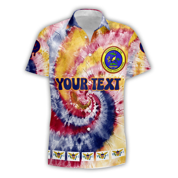 United States Virgin Islands Short Sleeve Shirt Custom Tie Dye Style 1