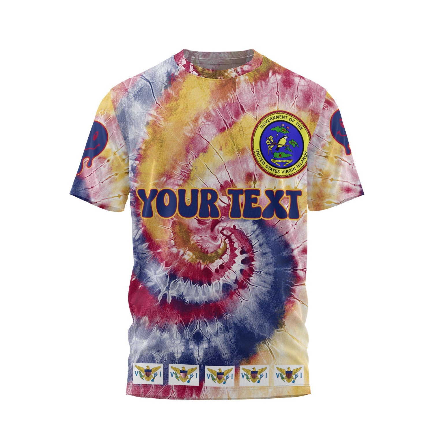 United States Virgin Islands T Shirt Custom Tie Dye Style 1