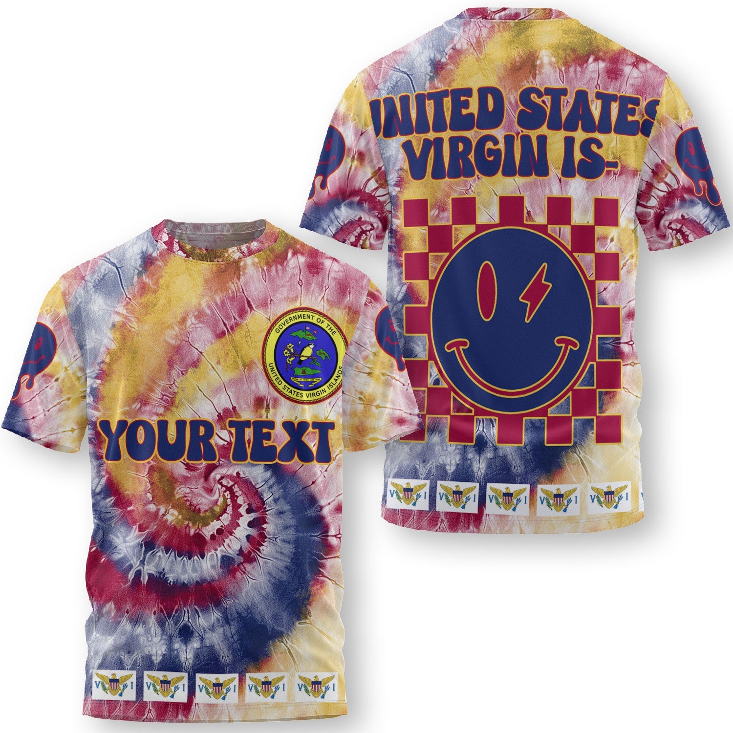 United States Virgin Islands T Shirt Custom Tie Dye Style 3