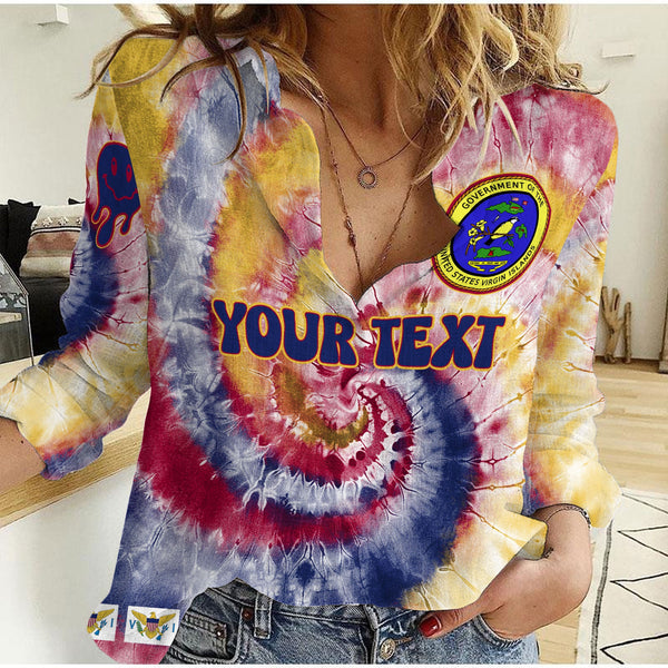 United States Virgin Islands Women Casual Shirt Custom Tie Dye Style 1