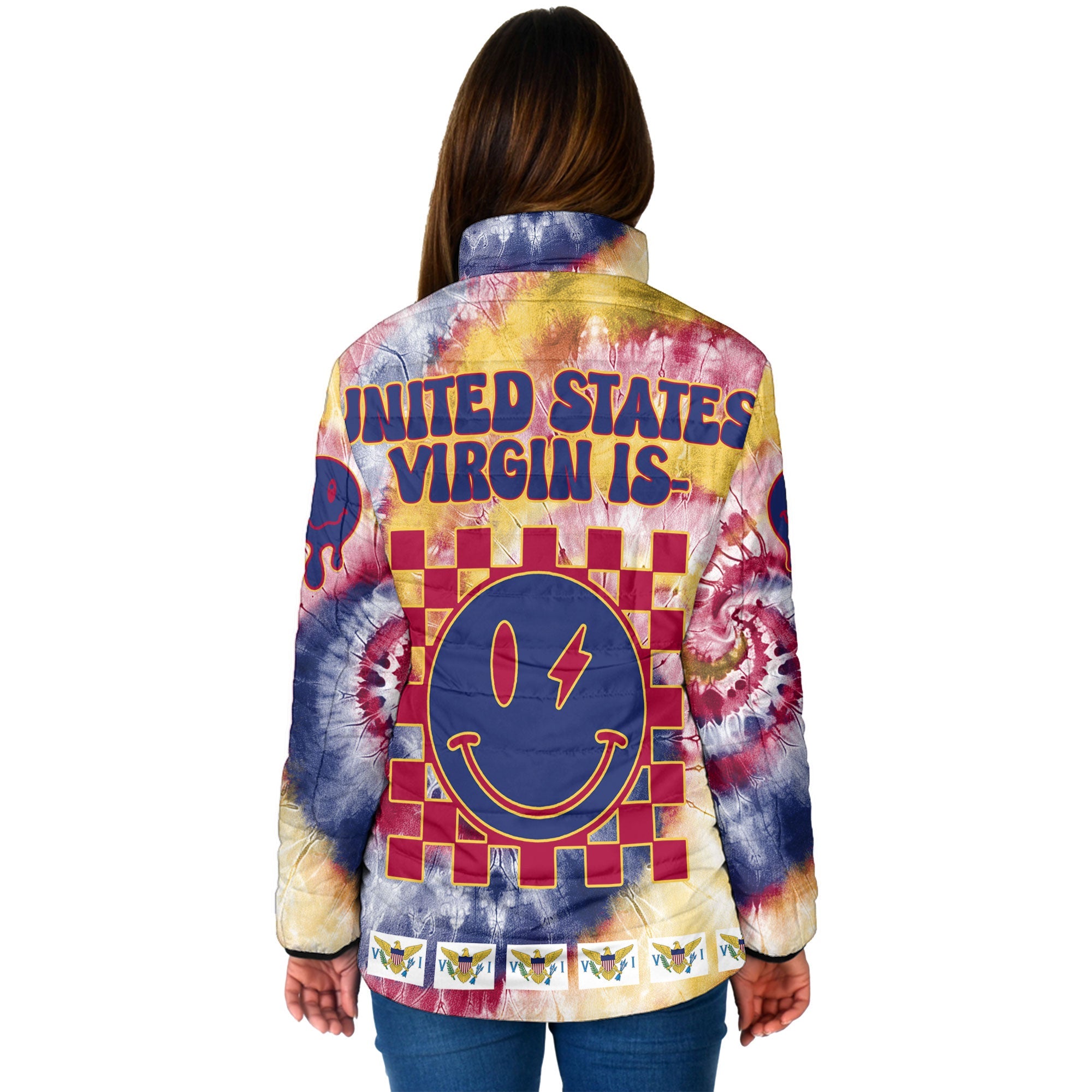 United States Virgin Islands Women Padded Jacket Custom Tie Dye Style 2