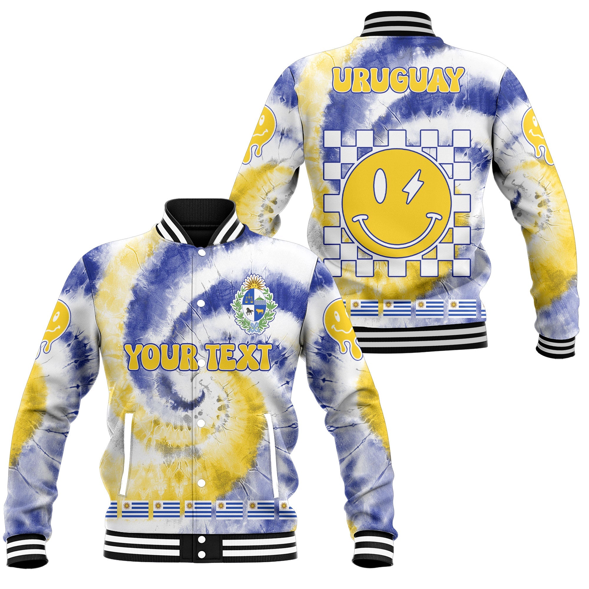 Uruguay Baseball Jacket Custom Tie Dye Style 1