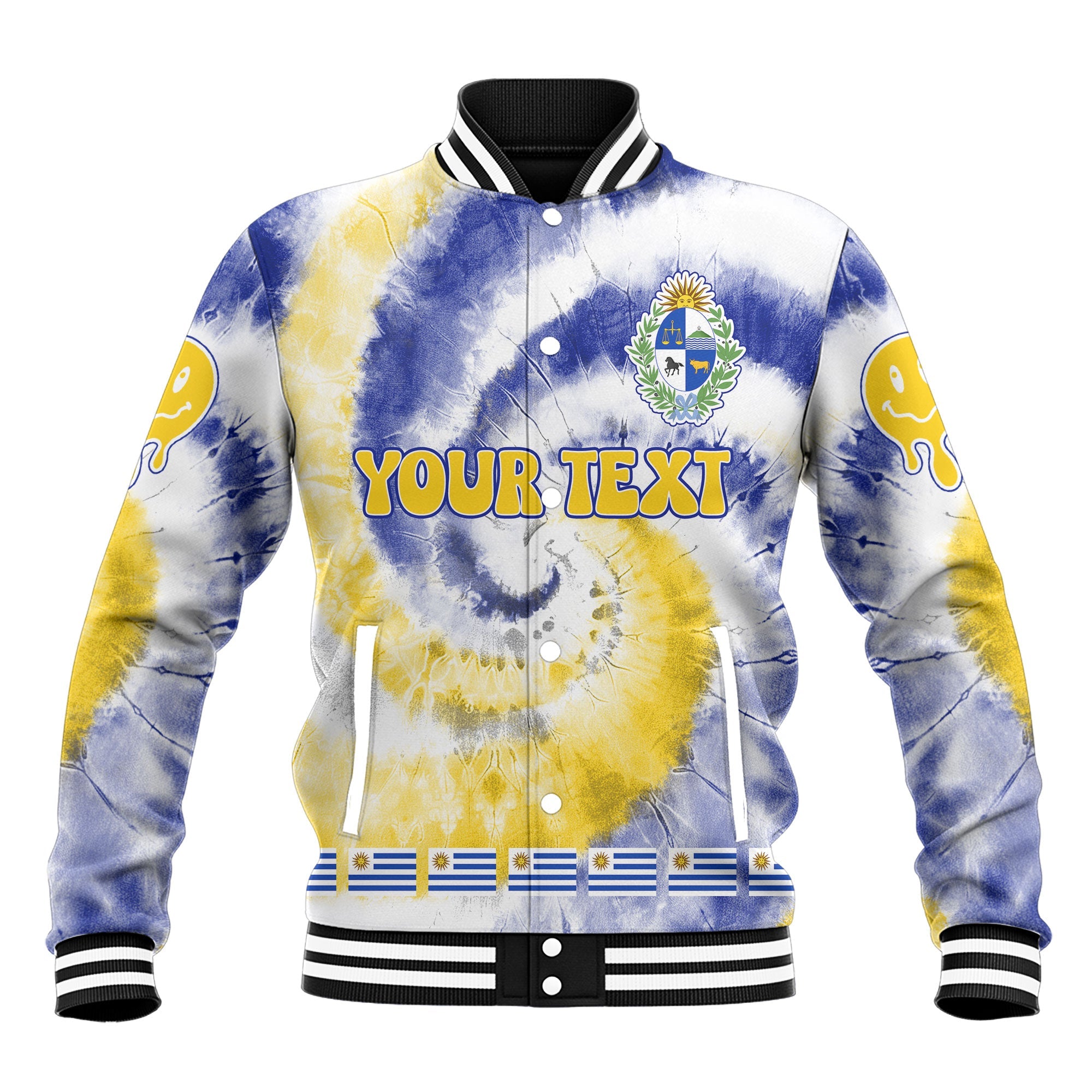 Uruguay Baseball Jacket Custom Tie Dye Style 2