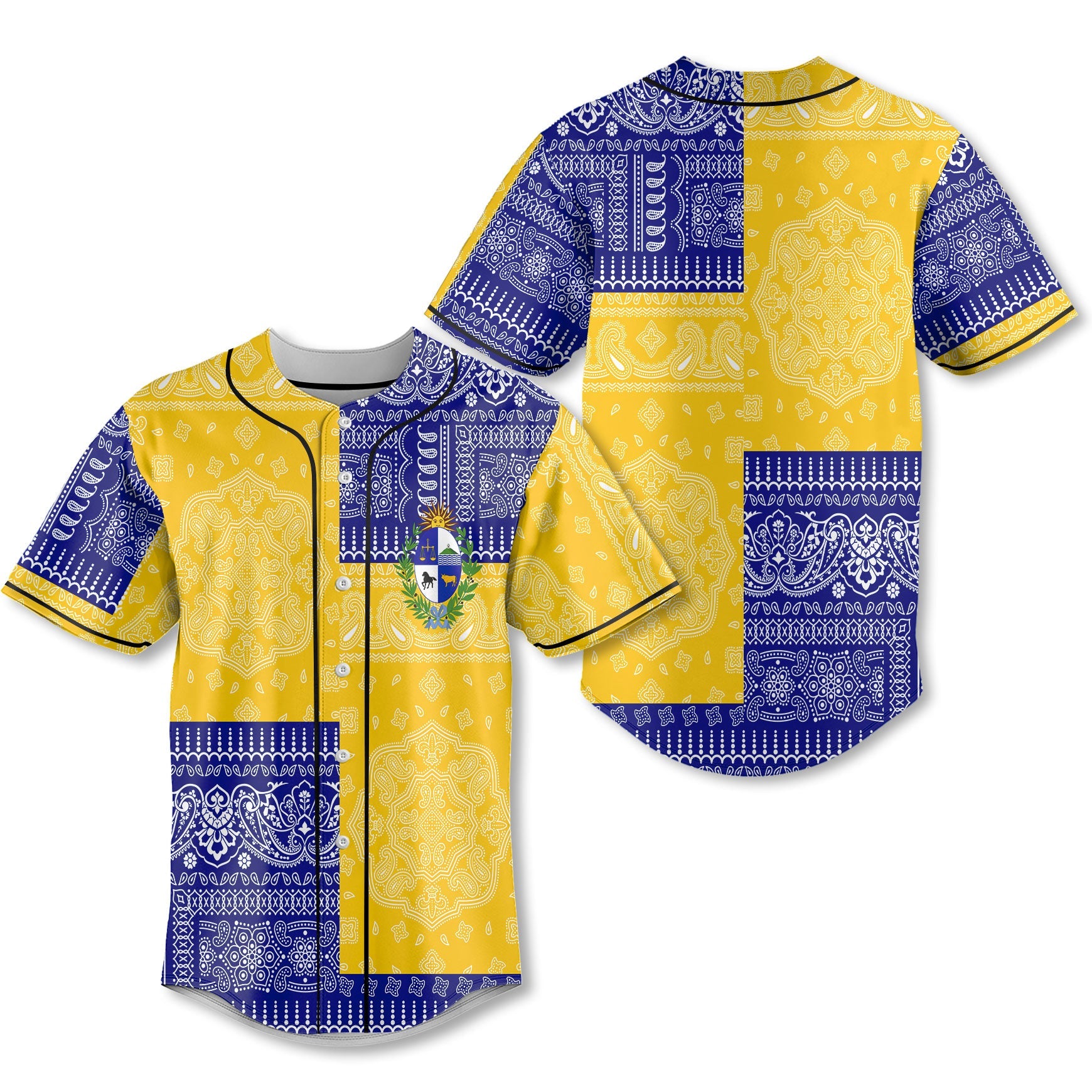 Uruguay Baseball Jersey Flag And Paisley Basic Style 1