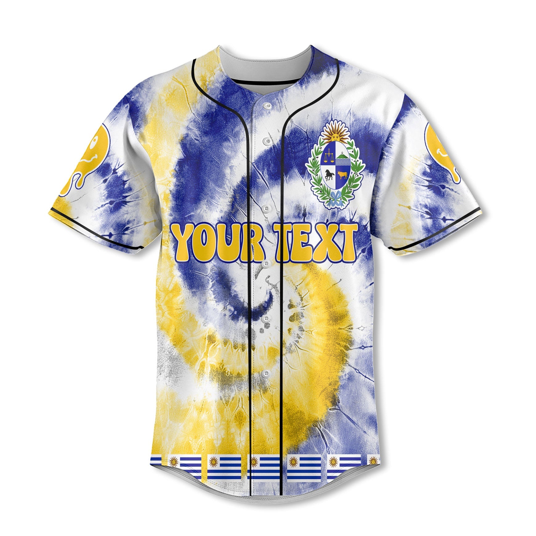 Uruguay Baseball Jersey Custom Tie Dye Style 2