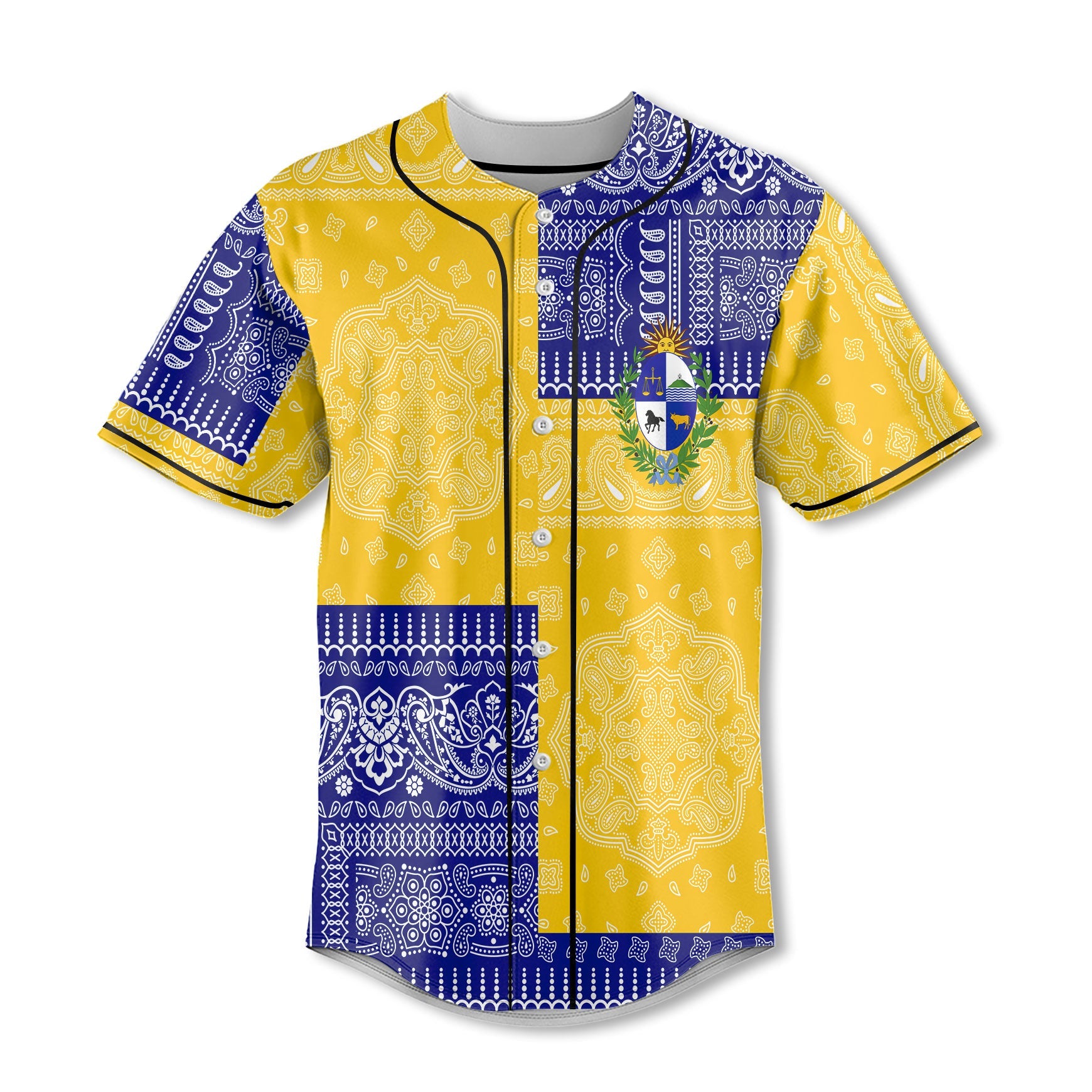 Uruguay Baseball Jersey Flag And Paisley Basic Style 2