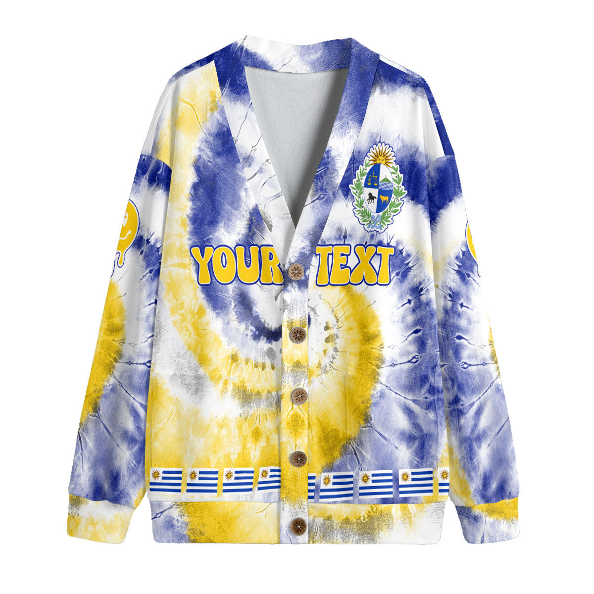 Uruguay Fleece Cardigan Custom Tie Dye Style 4